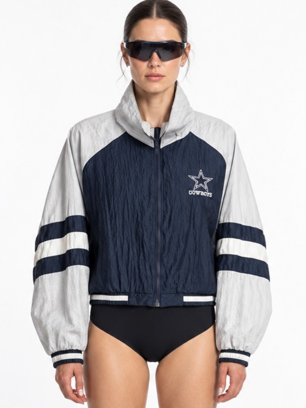 Vintage Locker Line Dallas Cowboys Windbreaker Jacket Navy White L NFL